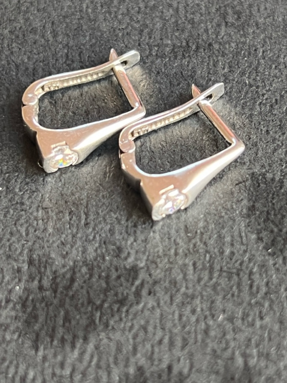 14k white gold  Cone Drop Earrings with Diamonds - Picture 8 of 9